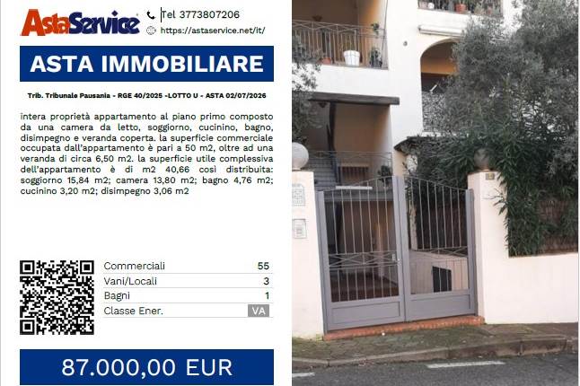 Trib. Tribunale Pausania - RGE 40/2025 -LOTTO U - ASTA 02/07/2026