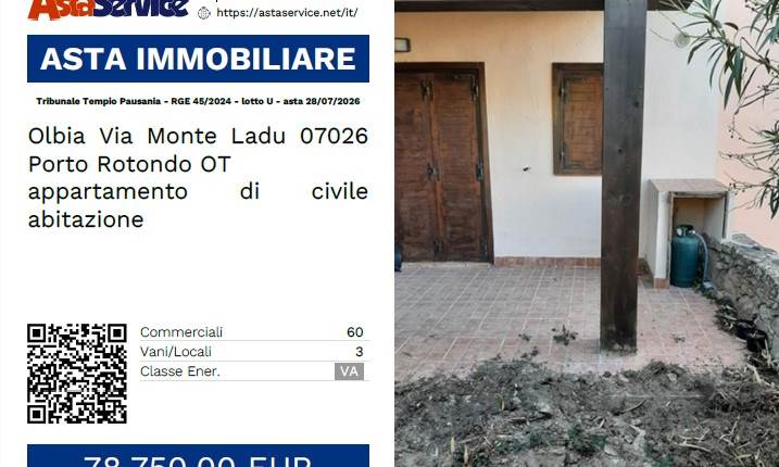 Tribunale Tempio Pausania - RGE 45/2024 - lotto U - asta 28/07/2026
