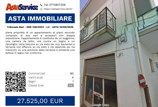Tribunale Bari - RGE 338/2023 - L4 - ASTA 10/06/2026