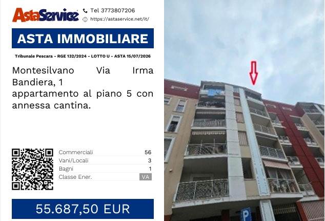 Tribunale Pescara - RGE 132/2024 - LOTTO U - ASTA 15/07/2026