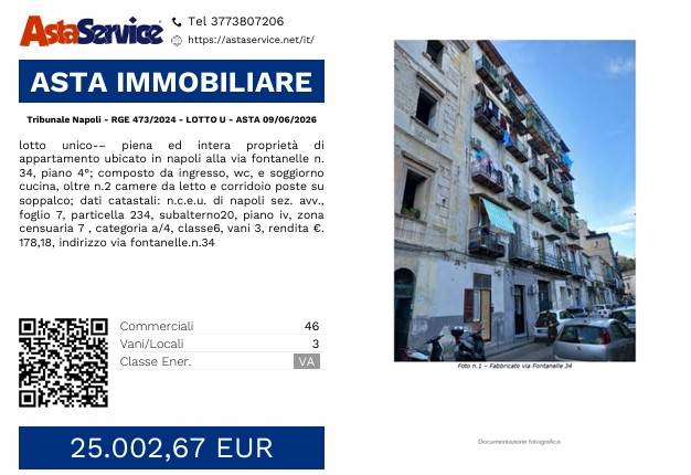 Tribunale Napoli - RGE 473/2024 - LOTTO U - ASTA 09/06/2026