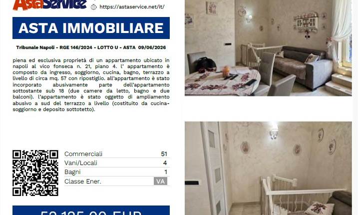 Tribunale Napoli - RGE 146/2024 - LOTTO U - ASTA  09/06/2026