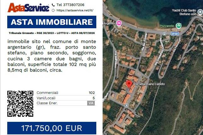 Tribunale Grosseto - RGE 30/2023 - LOTTO U - ASTA 08/07/2026