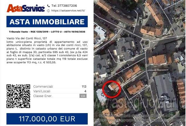Tribunale Vasto - RGE 1238/2019 - LOTTO U - ASTA 19/06/2026