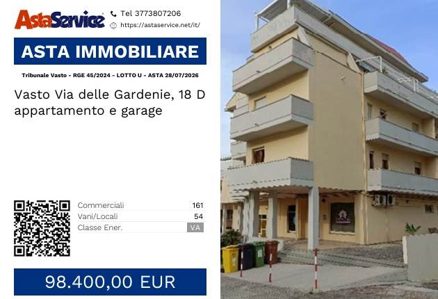 Tribunale Vasto - RGE 45/2024 - LOTTO U - ASTA 28/07/2026