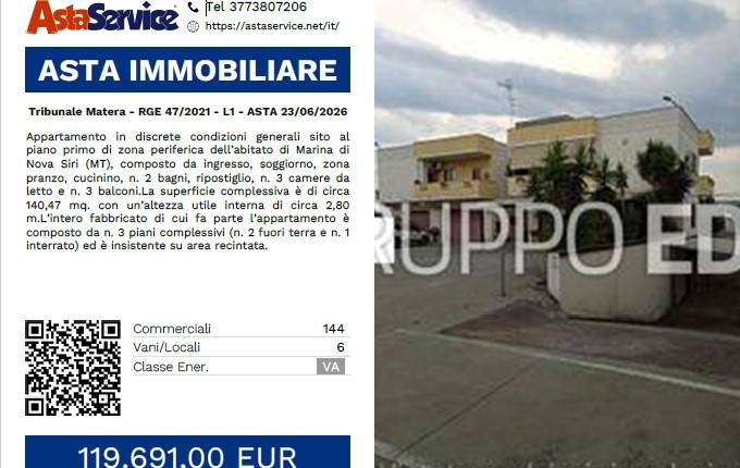 Tribunale Matera - RGE 47/2021 - L1 - ASTA 23/06/2026