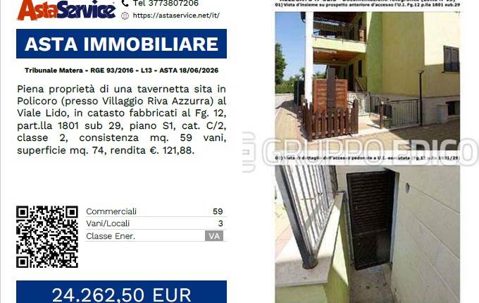 Tribunale Matera - RGE 93/2016 - L13 - ASTA 18/06/2026