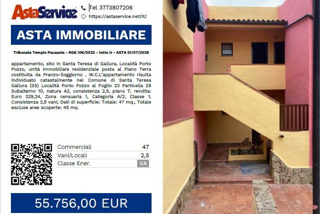 Tribunale Tempio Pausania - RGE 106/2022 - lotto U - ASTA 01/07/2026