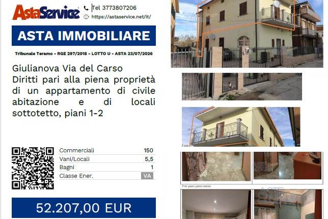 Tribunale Teramo - RGE 297/2018 - LOTTO U - ASTA 23/07/2026