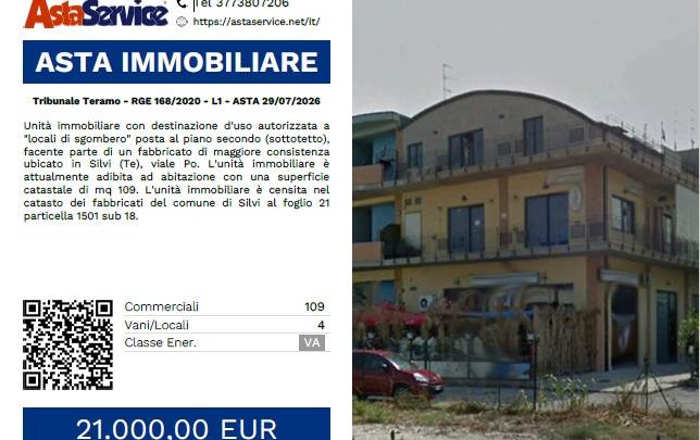 Tribunale Teramo - RGE 168/2020 - L1 - ASTA 29/07/2026
