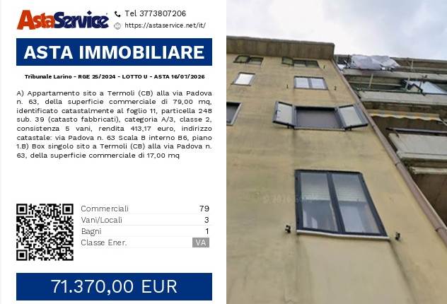 Tribunale Larino - RGE 25/2024 - LOTTO U - ASTA 16/07/2026