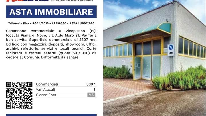 Tribunale Pisa - RGE 1/2019 - L2536096 - ASTA 11/09/2026
