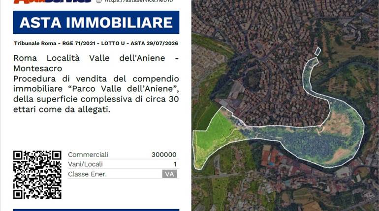 Tribunale Roma - RGE 71/2021 - LOTTO U - ASTA 29/07/2026