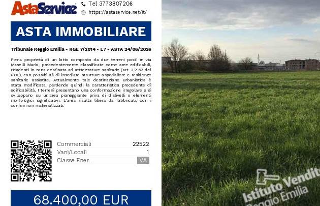 Tribunale Reggio Emilia - RGE 7/2014 - L7 - ASTA 24/06/2026