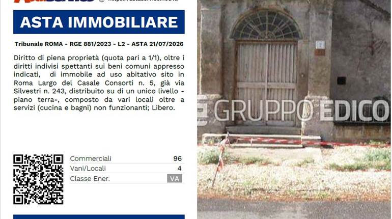 Tribunale ROMA - RGE 881/2023 - L2 - ASTA 21/07/2026