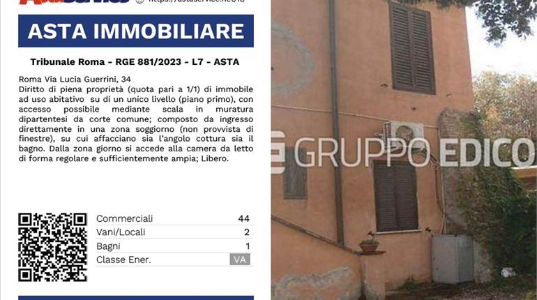 Tribunale Roma - RGE 881/2023 - L7 - ASTA 