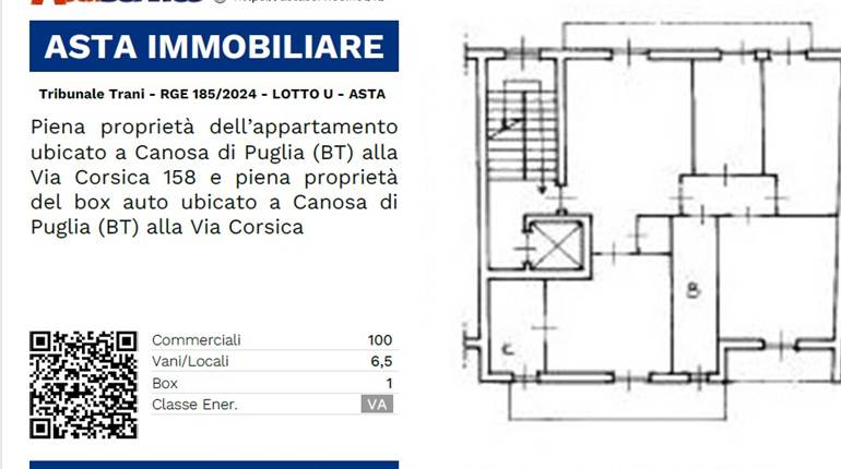 Tribunale Trani - RGE 185/2024 - LOTTO U - ASTA 