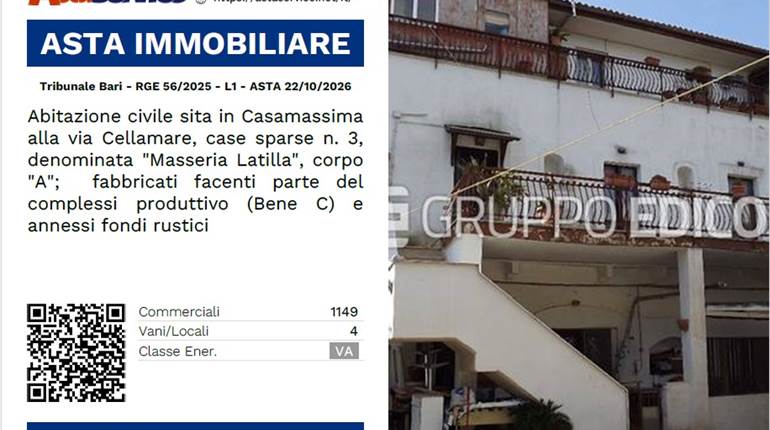 Tribunale Bari - RGE 56/2025 - L1 - ASTA 22/10/2026