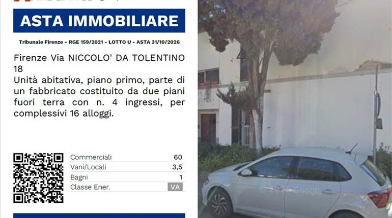 Tribunale Firenze - RGE 159/2021 - LOTTO U - ASTA 31/10/2026