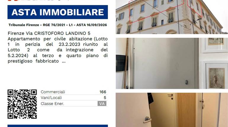 Tribunale Firenze - RGE 76/2021 - L1 - ASTA 16/09/2026