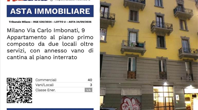 Tribunale Milano - RGE 530/2024 - LOTTO U - ASTA 24/09/2026