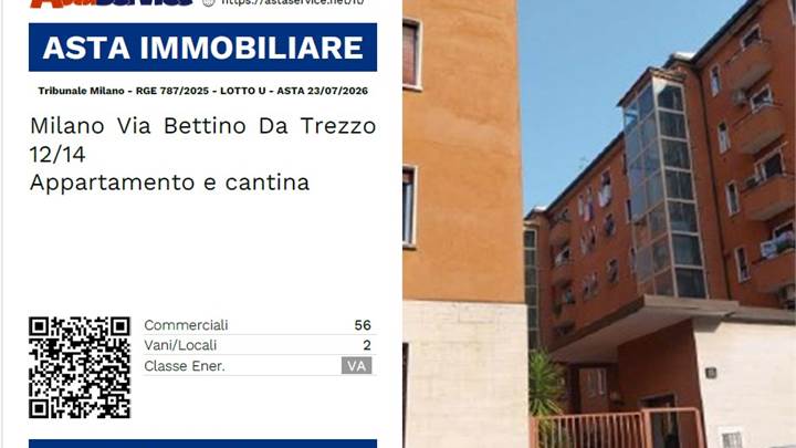 Tribunale Milano - RGE 787/2025 - LOTTO U - ASTA 23/07/2026