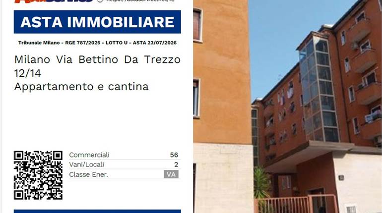 Tribunale Milano - RGE 787/2025 - LOTTO U - ASTA 23/07/2026