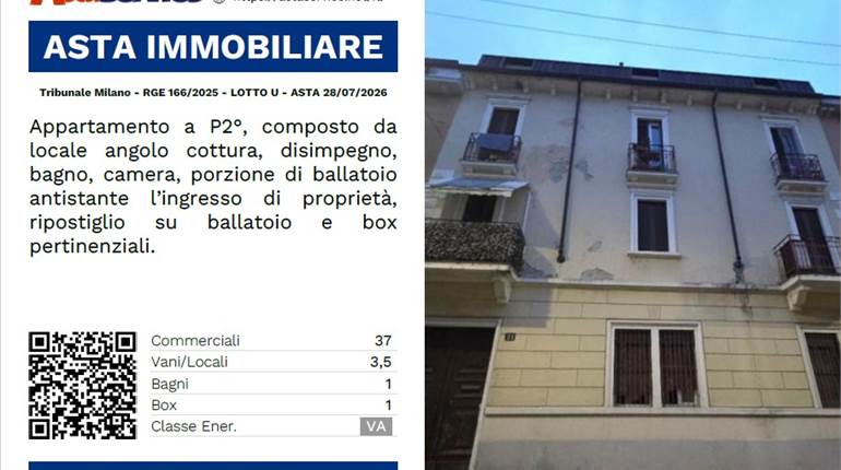 Tribunale Milano - RGE 166/2025 - LOTTO U - ASTA 28/07/2026