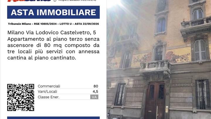 Tribunale Milano - RGE 10805/2024 - LOTTO U - ASTA 22/09/2026