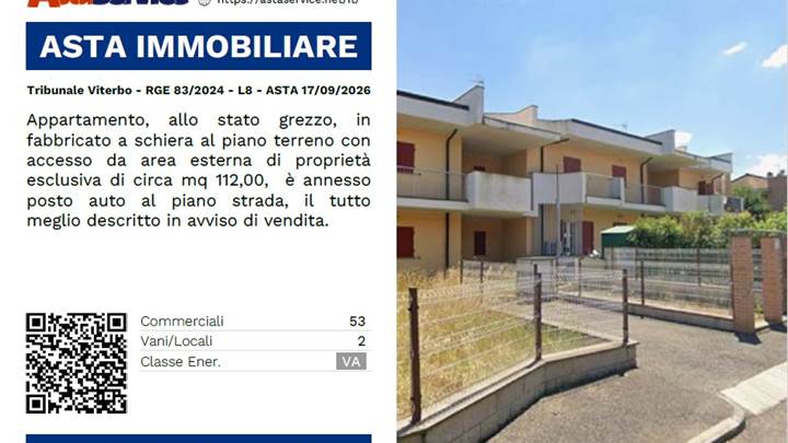 Tribunale Viterbo - RGE 83/2024 - L8 - ASTA 17/09/2026