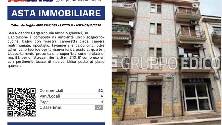 Tribunale Foggia -RGE 134/2023 - LOTTO U - ASTA 02/10/2026