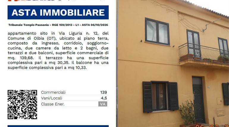 Tribunale Tempio Pausania - RGE 159/2013 - L1 - ASTA 06/10/2026