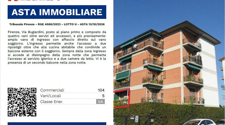 Tribunale Firenze - RGE 4088/2023 - LOTTO U - ASTA 13/10/2026